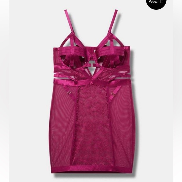 NWOT Torrid Strappy Vixen Open Cup Underwire Halter Chemise - Picture 4 of 5